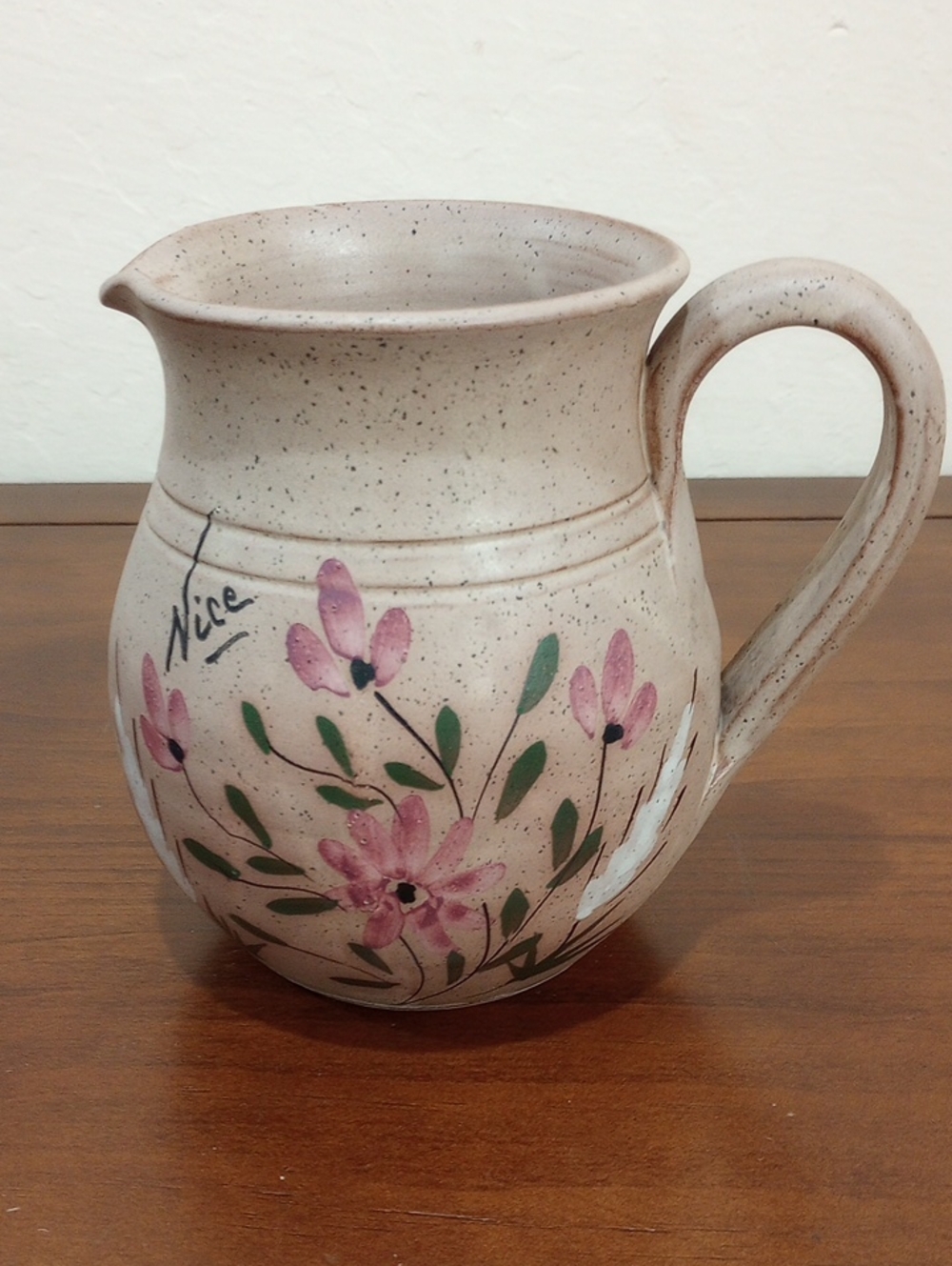 Hand-Painted Floral Pottery Jug/Vase - Vintage!